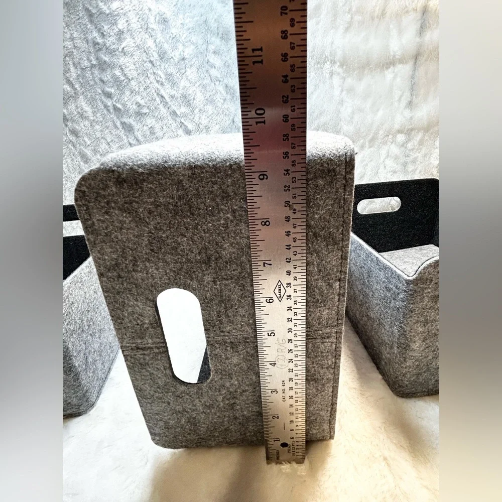Set of 3 Felt Storage Baskets Collapsible Storage Bins Shelf Drawers Organizer